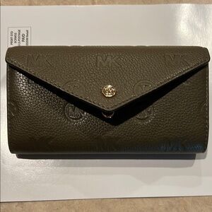 Michael Kors Green Leather Wallet with Gold Hardware